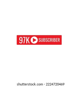 97K subscriber banner art template vector illustration. Ad banner tag for social media.