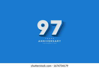  97th anniversary background with illustrations of white numbers along with the writing below.