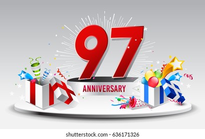 97th Anniversary celebration background. stock vector template