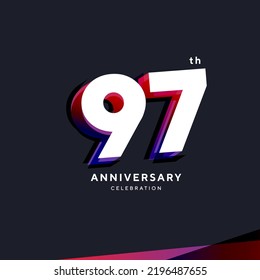 97th Anniversary Celebration Logo Design, Number 97 Icon Vector Template.