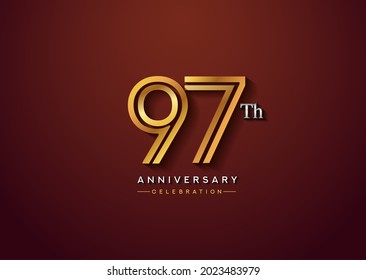 97th anniversary celebration logotype with linked number gold and silver color isolated on elegant color. vector anniversary for celebration, invitation card, and greeting card
