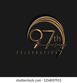 97th anniversary, design templates vector and illustrations with golden color and dark background