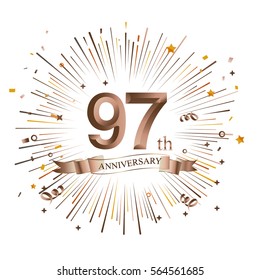 97th Anniversary greeting Card with Starburst. Vector illustration.