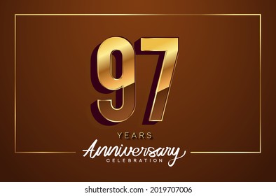 97th anniversary logo golden colored isolated on elegant background. Vector anniversary for celebration.