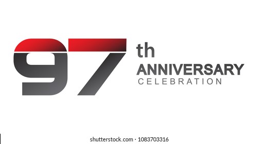 97th anniversary logo red and black design simple isolated on white background for anniversary celebration.
