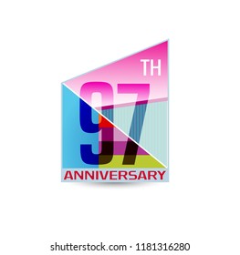 97th anniversary logotype design colorful geometric style fot use in party, birthday and celebration purpose. vector design isolated on white background
