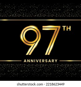 97th Anniversary Logotype. Golden Anniversary template design for celebration event, invitation card, greeting card, flyer, banner, poster, double line logo, vector illustration