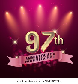 97th Anniversary, Party poster, banner or invitation - background glowing element. Vector Illustration.