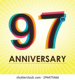 97th Anniversary poster / template design in retro style - Vector Background