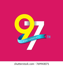 97th Anniversary simple emblems, template design for web, game ,Creative poster, booklet, leaflet, flyer, magazine, invitation card