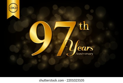 97th anniversary template design. for booklet, leaflet, magazine, brochure poster, banner, web, invitation or greeting card. Vector illustrations.