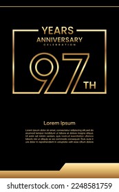 97th Anniversary template design with gold color for celebration event, invitation, banner, poster, flyer, greeting card, book cover. Vector Template