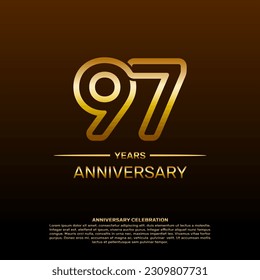 Plantilla de diseño para el 97 aniversario en color oro. ilustración de plantilla de vector