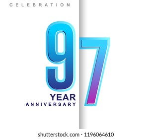 97th Years Anniversary with colorful design. Applicable for brochure, flyer, Posters, web and Banner Designs, anniversary celebration