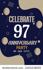 97th years anniversary design for greeting invitation with balloon elegant design template