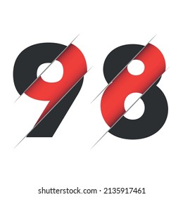 98 9 8 Number Logo Design with a Creative Cut. Creative logo design.