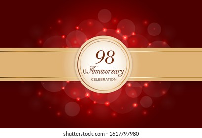 98 Anniversary celebration with classic style and golden ribbon background