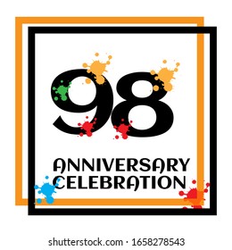 Plantilla vectorial de logotipo de 98 años. Diseño para banner, tarjetas de felicitación o impresión