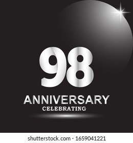 98 anniversary logo vector template. Design for banner, greeting cards or print