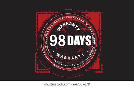 98 days warranty icon vector vintage grunge guarantee 