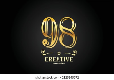 98 gold number logo icon design. Creative template for business and company