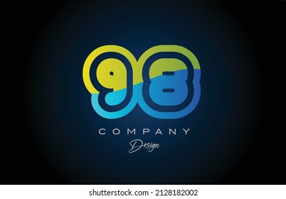 98 green blue number logo icon design. Creative template for business and company
