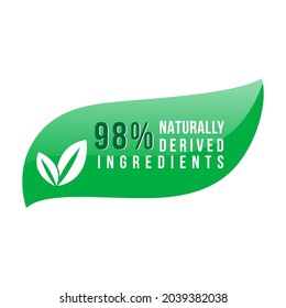 98% natural ingredients vector label