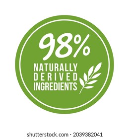 98% natural ingredients vector label