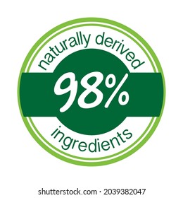 98% natural ingredients vector label