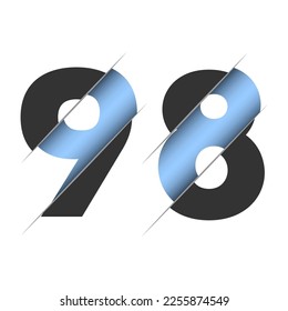 98 number cut design for decorative design. 3d art wallpaper. Vintage vector ornament template.