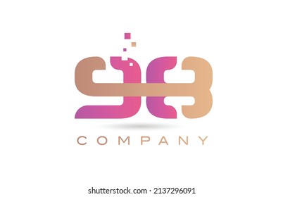 98 number logo icon for company and business with dots design. Creative template in purple and brown color