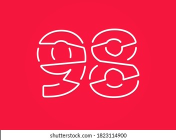 98 number. Modern trendy, creative style design. For logo, brand label, design elements, corporate identity, application etc. Isolated vector illustration          