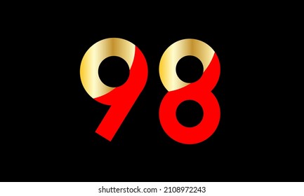 98 Number New Gold Red Elegant Logo