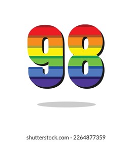 98 Number Rainbow Color Logo Design Template Inspiration, Vector Illustration.