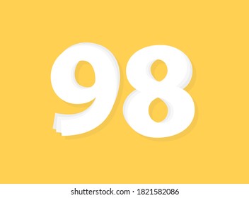 98 Number vector, modern layers design font. Eps10 illustration             ,