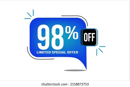 98% off blue balloon. Wholesale buy and sell banner. Limited special offer