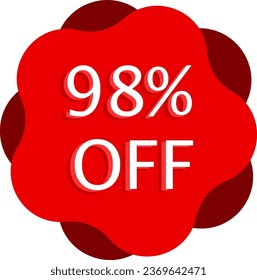 98% de descuento Vector Rojo y anuncio de marketing de ilustraciones en fondo blanco
