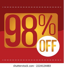 98% off. red and orange banner with floating balloon for promotions and offers