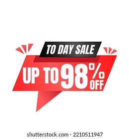 98% off sale balloon. Red vector illustration . sale label design, 