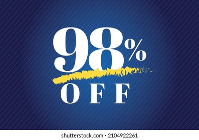 98 % Rabatt auf Tag 98 % Rabatt schwarzer Freitag Verkauf weißer Buchstabe blauer Farbverlauf-Hintergrund