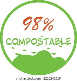 98% percentage compostable circular vector art illustration with simple and vivid expression in earth and natural colors