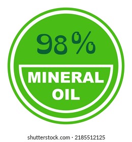 98% percentage mineral oil wonderfull rounded shape design element vector illustration for promo sign label on white background with fantastic font and white color