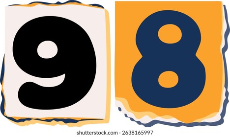 98 Retro torn paper number Design art