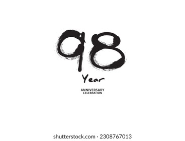 98 year anniversary celebration logotype on white background for poster, banner, flyer, invitations or greeting card, 98 number logo design, 98th Birthday invitation, anniversary vector template