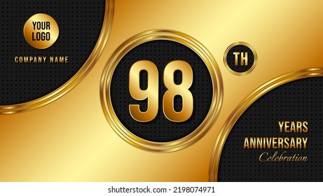 98 Year Anniversary celebration template design. Golden Anniversary, vector illustration.