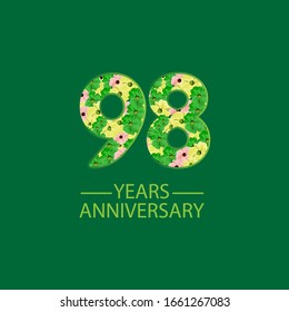 Ilustración de diseño de plantillas vectoriales de celebración de 98 años