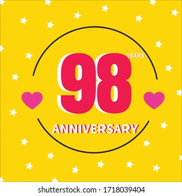 98 year anniversary celebration, vector design for celebrations, invitation cards and greeting cards