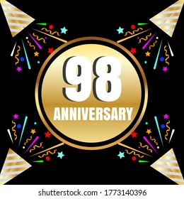 98 year anniversary celebration, vector design for celebrations, invitation cards and greeting cards