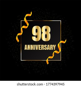 Celebración del 98 aniversario, diseño vectorial para celebraciones, tarjetas de invitación y tarjetas de felicitación