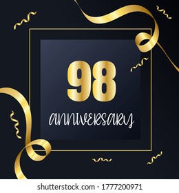 Celebración del 98 aniversario, diseño vectorial para celebraciones, tarjetas de invitación y tarjetas de felicitación